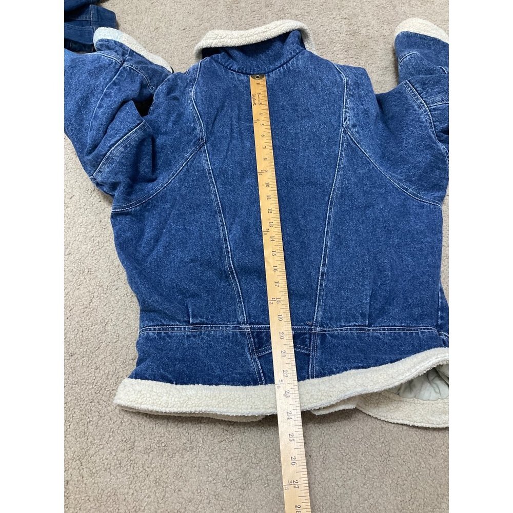 Syn Jean Vintage Aviator Flight Jean Jacket Large Womens - Picture 8 of 9